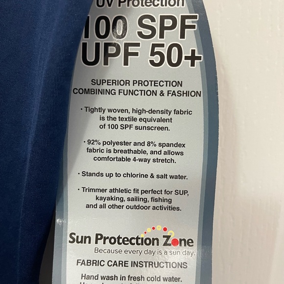 Sun Protection Zone Unisex XS Blue Long Sleeve Rash Guard UPF 50+ - Picture 3 of 7